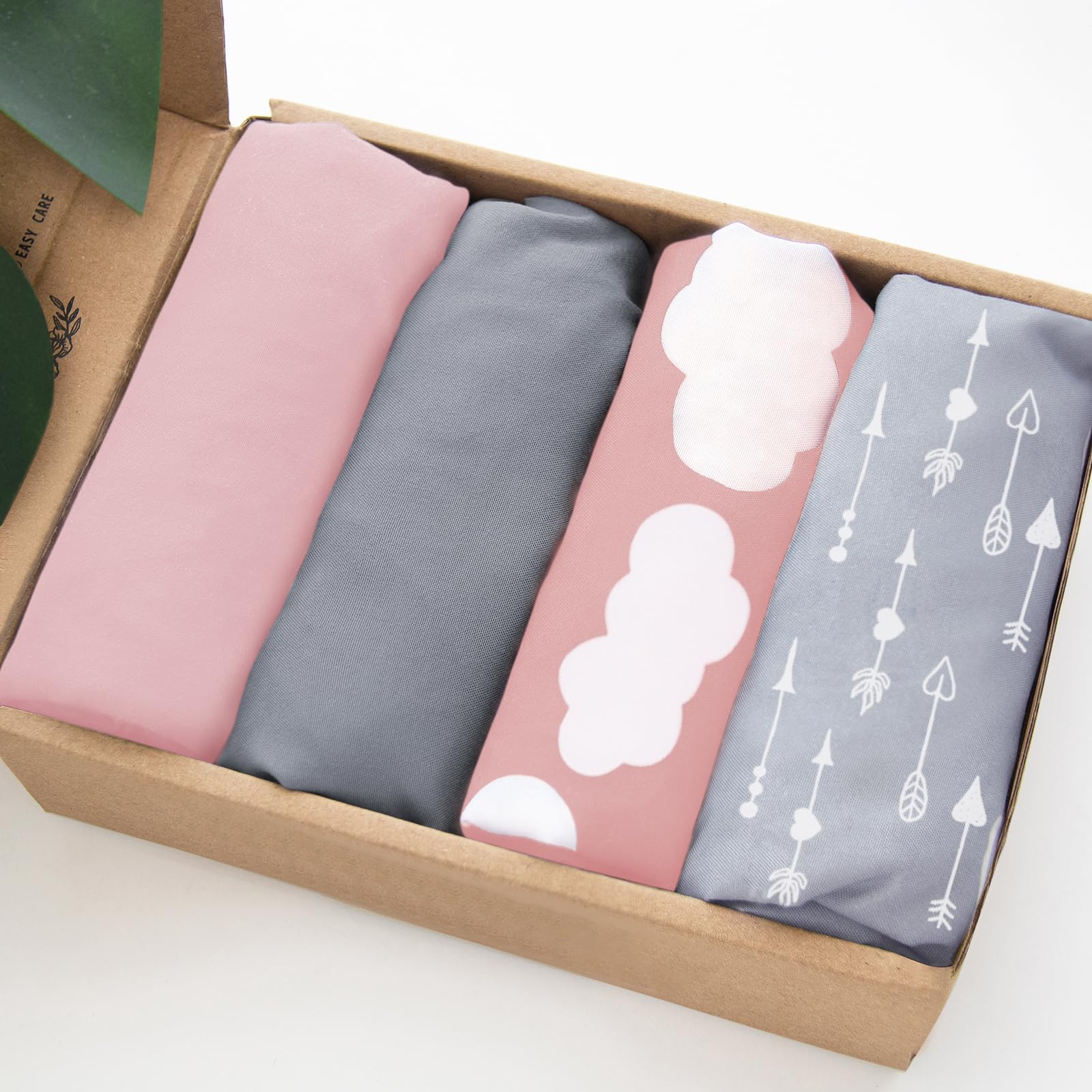 Biloban Baby Bassinet Sheets 4 Pack Fit for SNOO Smart Sleeper and Chicco LullaGo Anywhere Portable Bassinet, Ultra Soft & Skin-Friendly, Pink Print