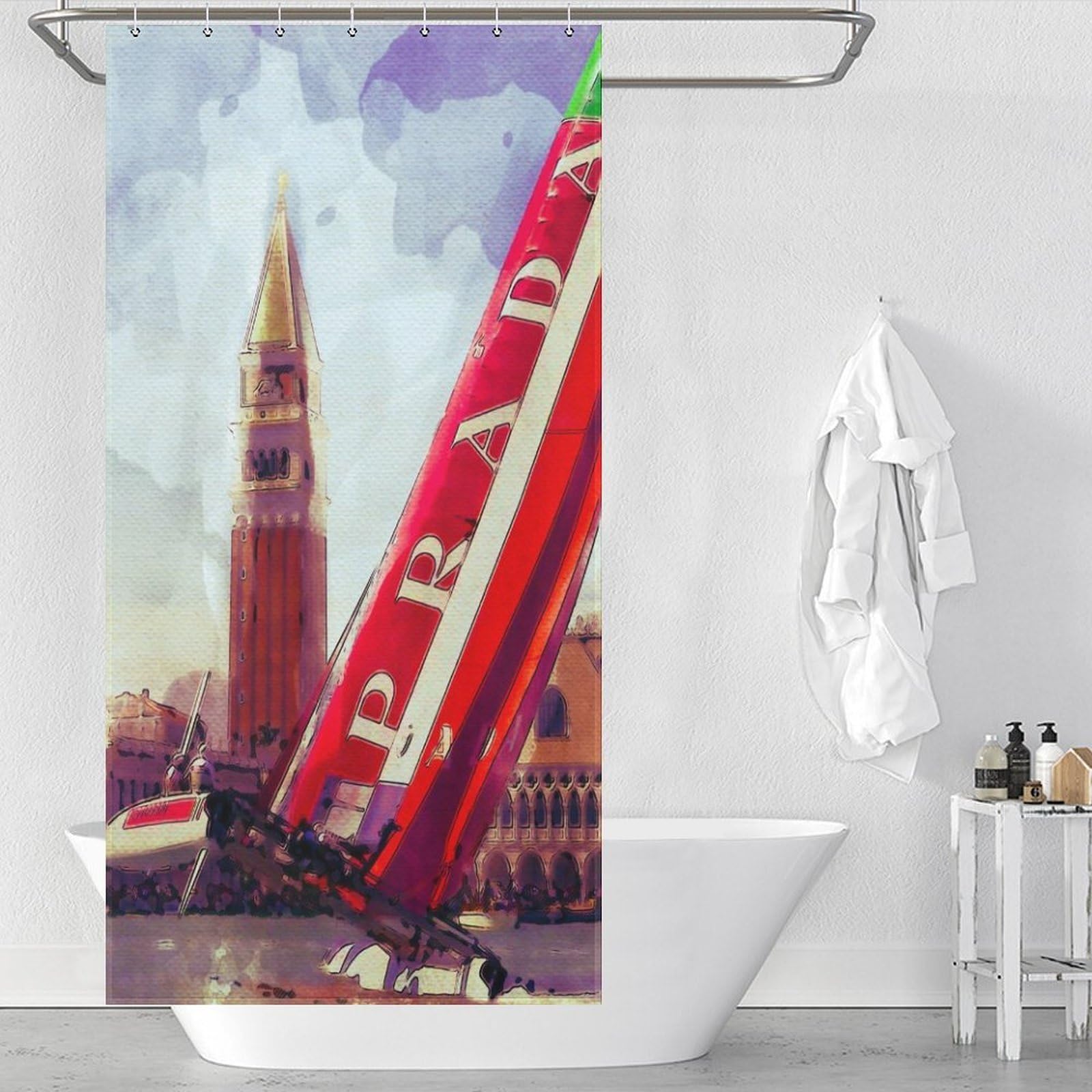 Rideau de douche en tissu imperméable et lavable doux pour salle de bain hôtel dortoir 90x180cm