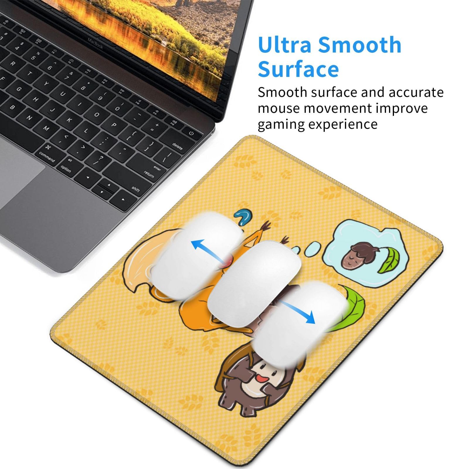 Tappetino per mouse quadrato con base in gomma antiscivolo, impermeabile, per computer portatile da ufficio, laptop, mouse wireless, casa, ufficio, viaggi, 17,8 x 21,8 cm