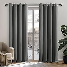 Deconovo Blackout Curtains with Eyelets, Thermal Curtains, Opaque, Thick Curtains, 214 x 107 cm (Height x Width), Light Grey, Set of 2