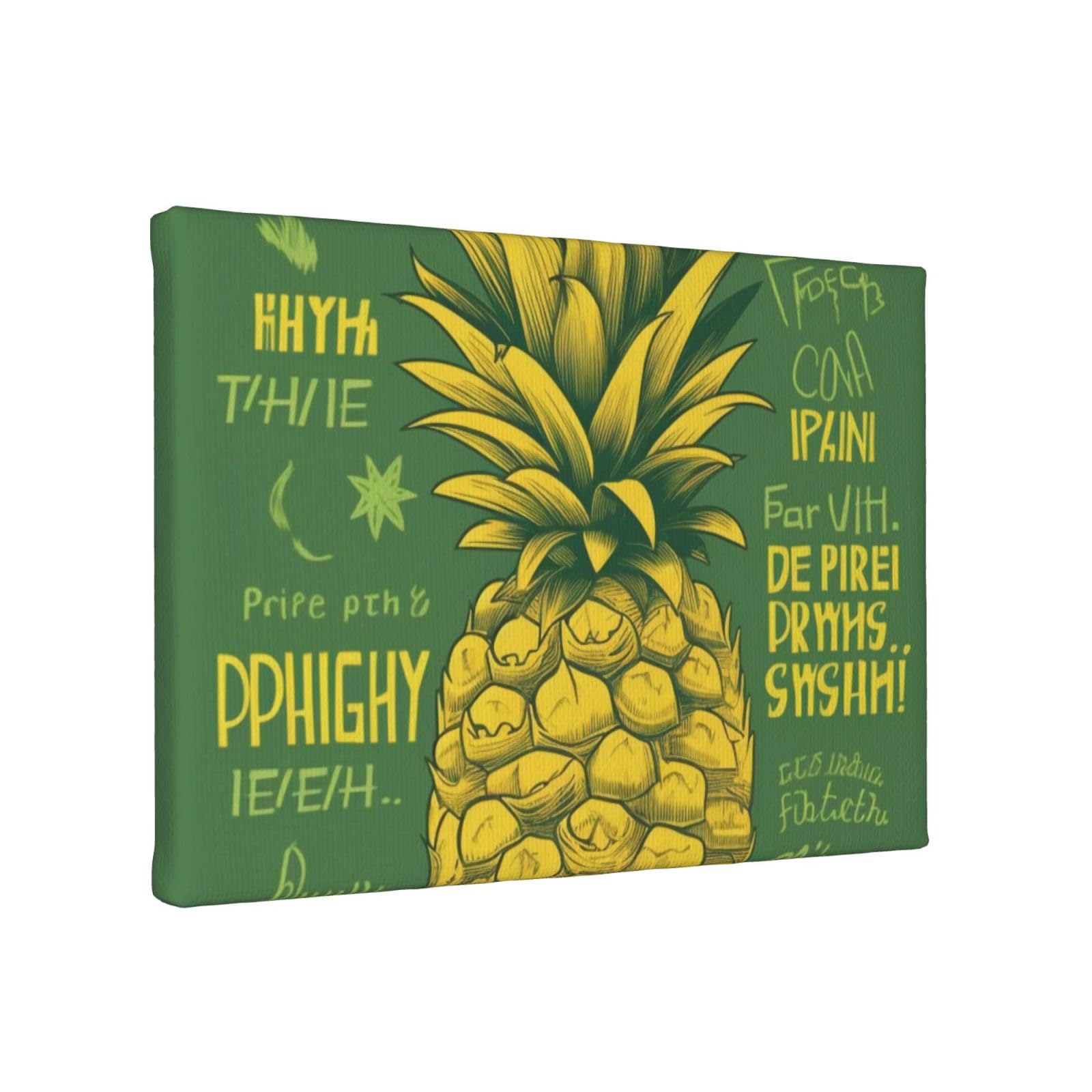 YKLJG Psych pineapple quote Printed Wall Art Canvas Painting 30x20 CM Wooden Framed Picture Painting Artwork Prints for Bedroom Kitchen Home Office Decor