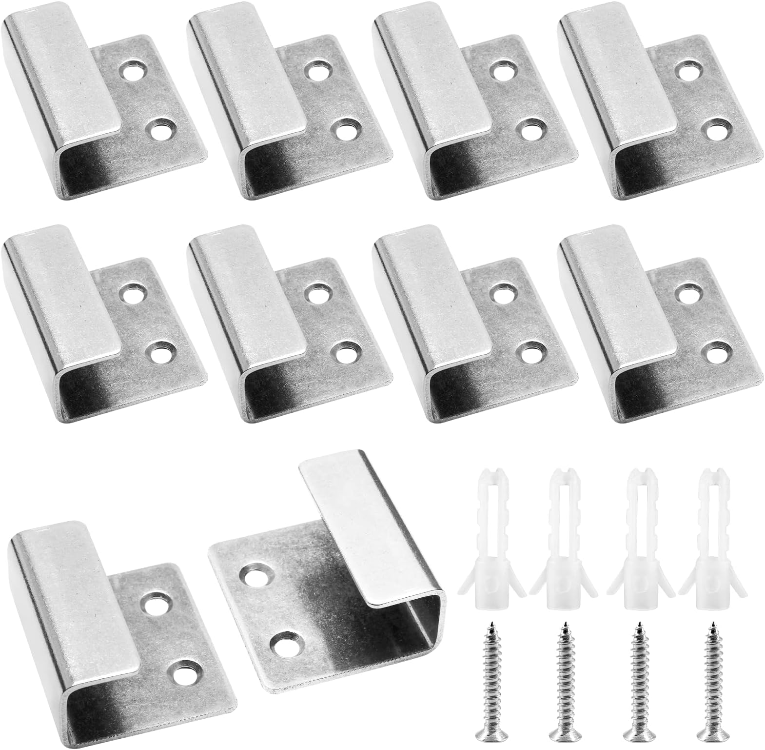 Luomorgo 10 Pcs Tile Display Wall Hanger, Stainless Steel Wall Mount Brackets Hook, Heavy Duty Tile Hanger for Mirrors, Picture Frame Ceramic Wall Display (Medium Size, Silver)