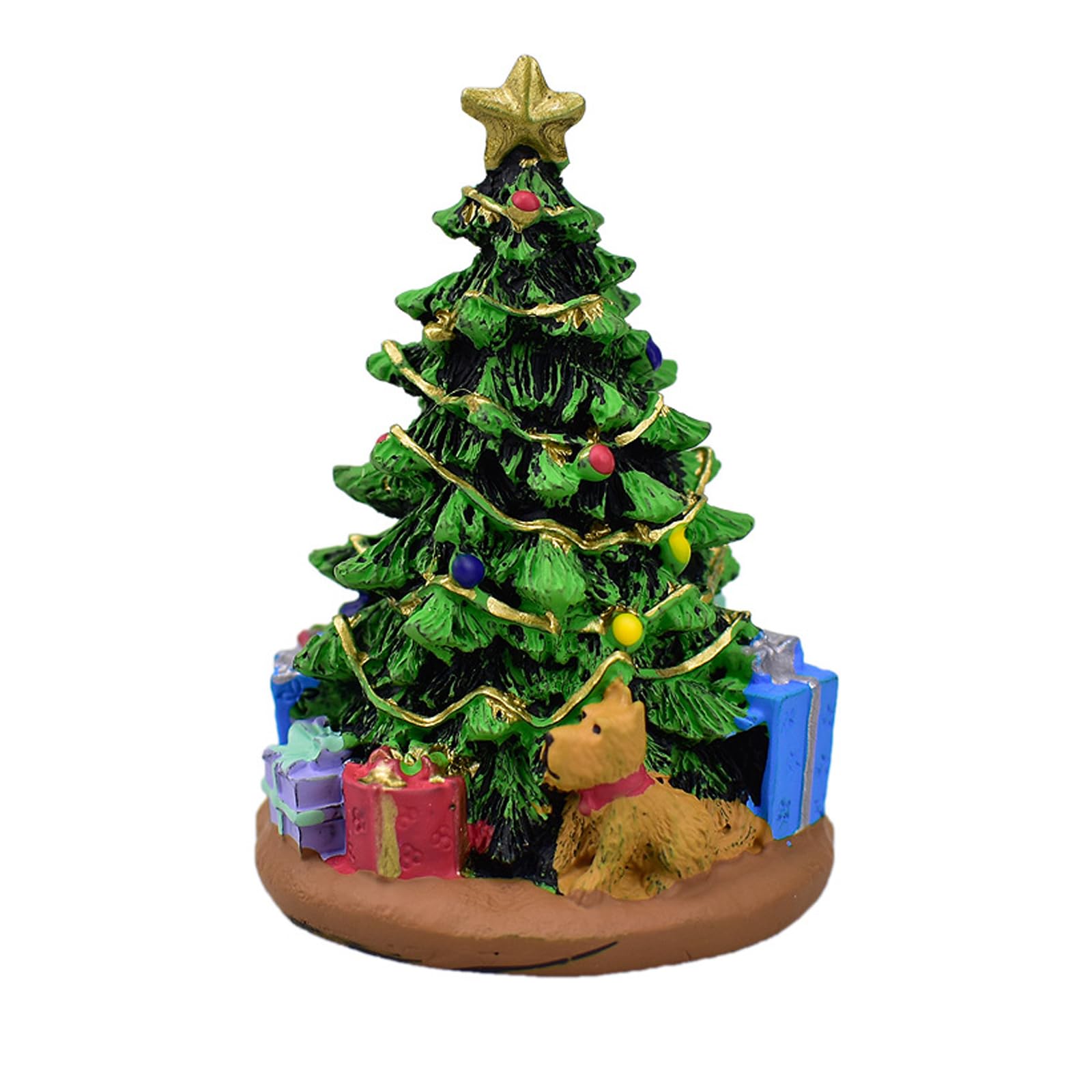 Carotoe Gift Box Tree Artistic Holiday Pine Sculpture Resin Crafted Tabletop Decoration For Christmas Party Shelf Display Small Christmas Tree Statue