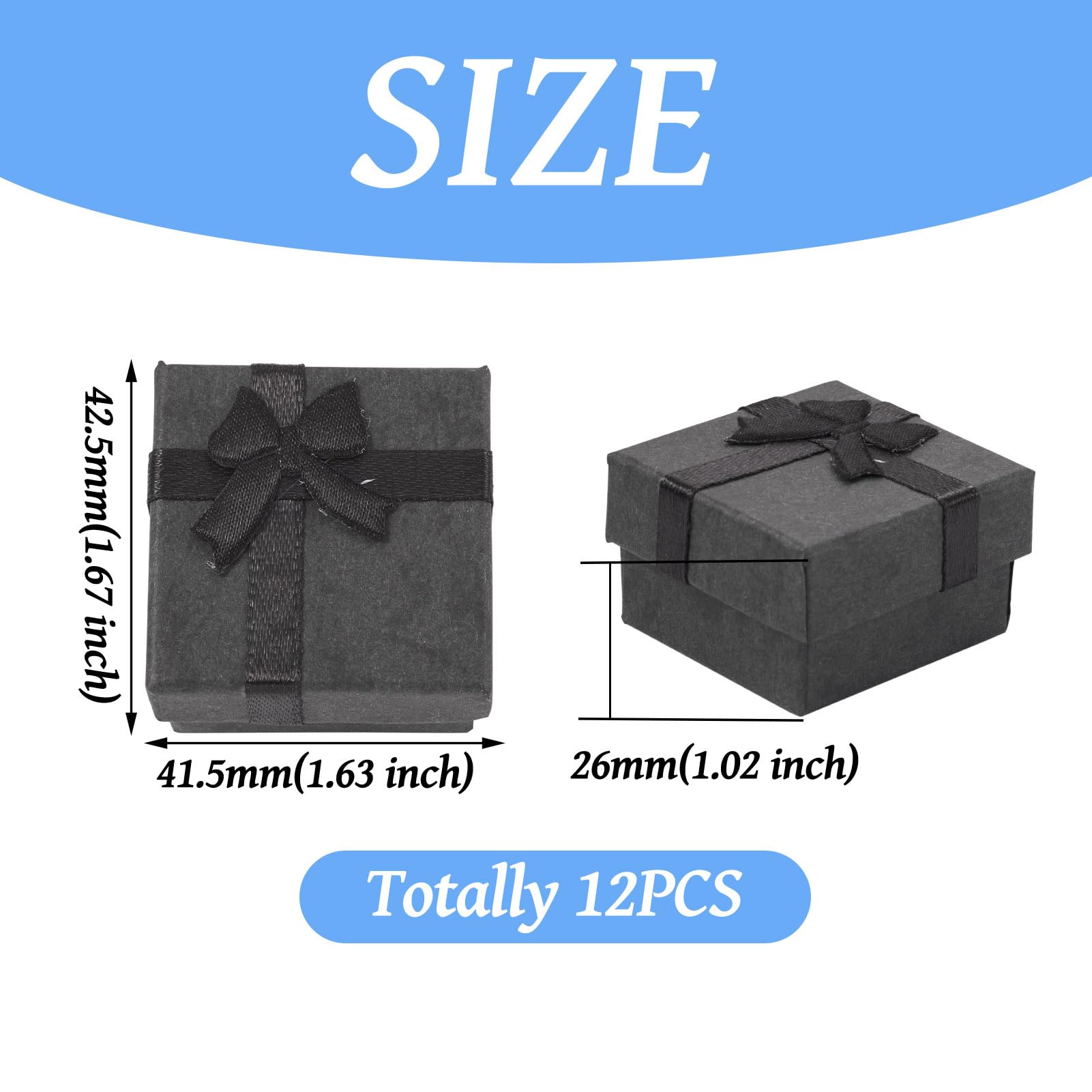 Boutigem 12 Pezzi Scatole Rettangolari per Gioielli Scatole Regalo di Carta Piccole con Fiocco per Collane Orecchini Anelli Confezione Regalo Gioielli