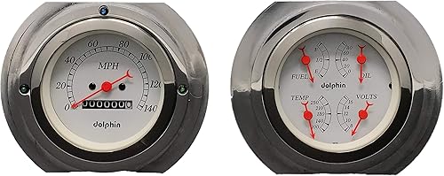 Miniatura 1 de Dolphin Gauges Compatible con 1951 1952 Ford Truck 3 3/8 Gauge Quad Style Dash Panel Insertar Set Mecánico Blanco