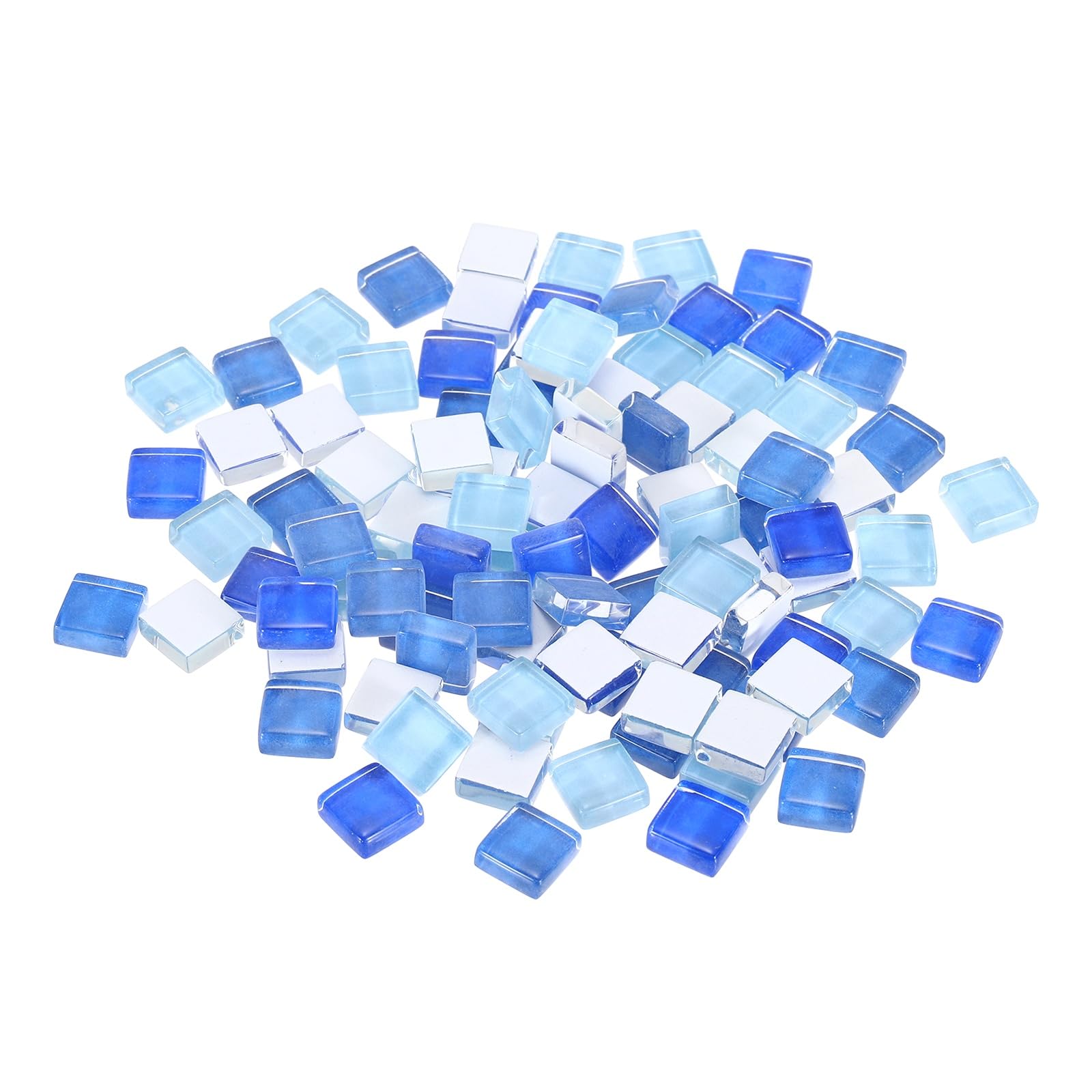 sourcing map Mosaic Tiles, 1 x 1cm Micro Glass Tiny Mini Mosaic Tile DIY Hobbies Handmade Crystal Free Stone Craft Material Creativity (Blue Series Pack of 110)