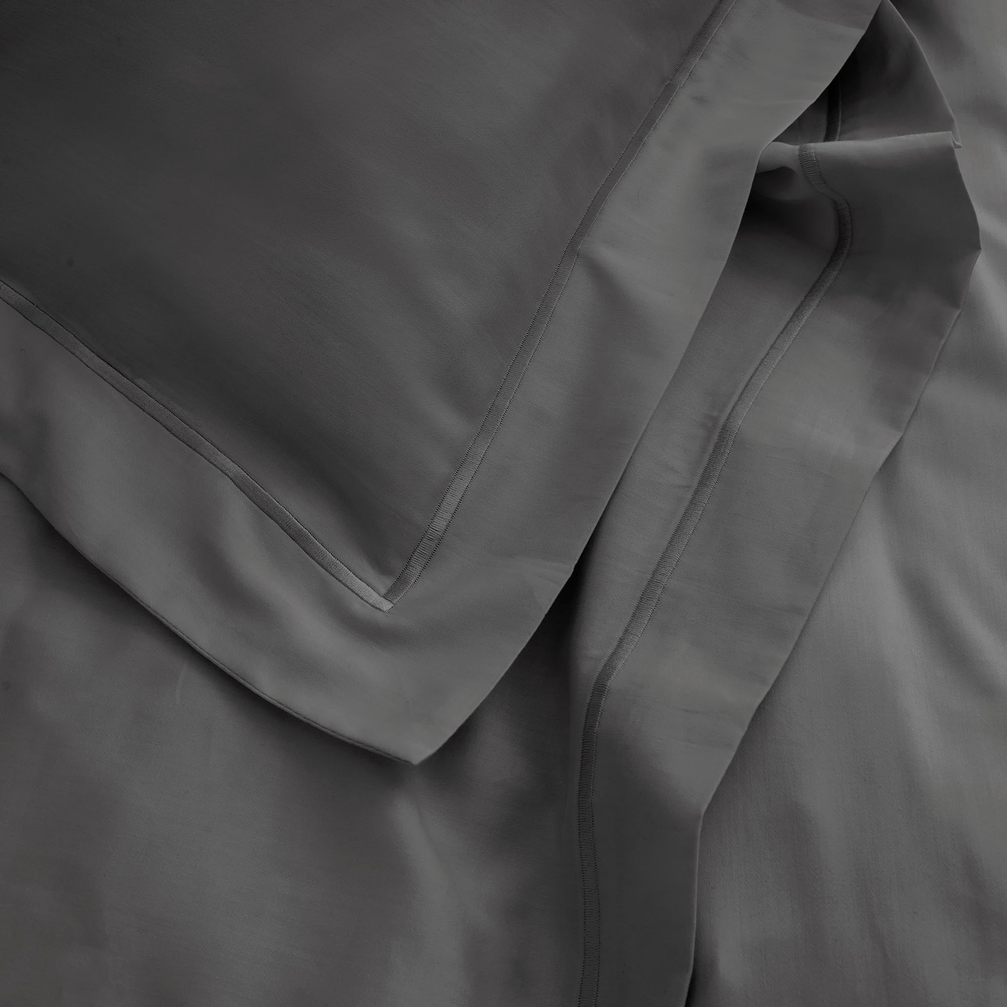 Drap Plat Prestige 100% Satin de Coton Peigné 120 Fils/cm² Coton Pur (Graphite, Drap Plat 270 x 300 cm)