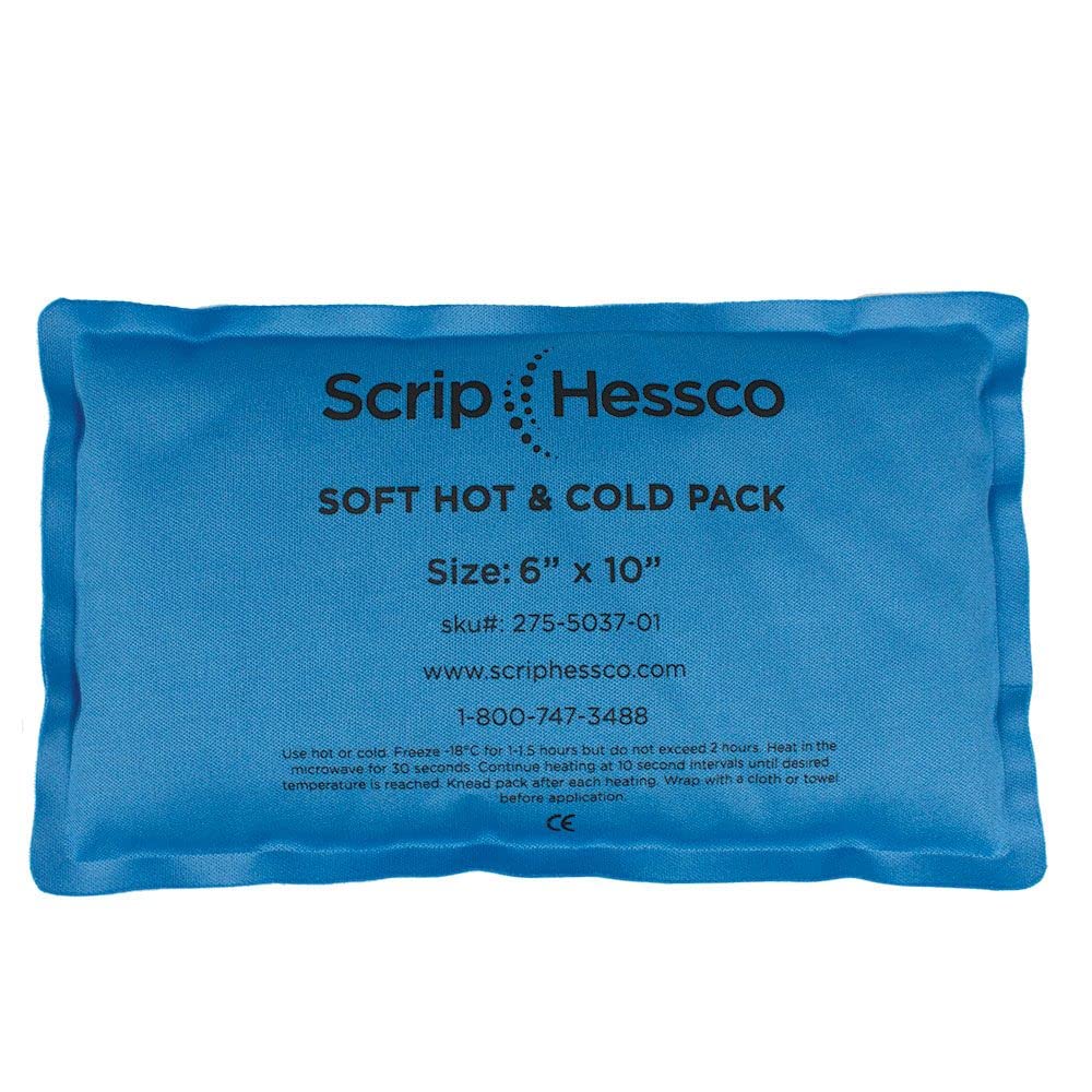 ScripHessco Reusable Hot and Cold Therapy Packs - Multiuse Soft Packs for Hot or Cold Therapy - Microwave Heat Pad - Freezer Ice Therapy Cold Pack - Muscle, Joint, Neck, Back, Relief (6" x 10")
