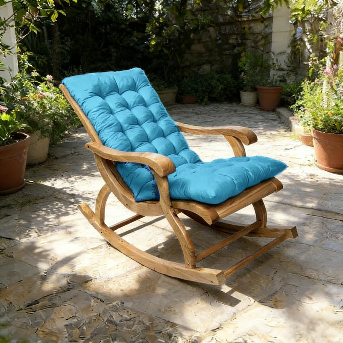 Highdi Sun Lounger Cushion Only, Replacement Cushions Pads for Sunloungers, 120x50cm, Solid Colors with Non Slip Ties, Outdoor Indoor Rocking Chair Garden Patio Bench (Light Blue,120x50x8cm)