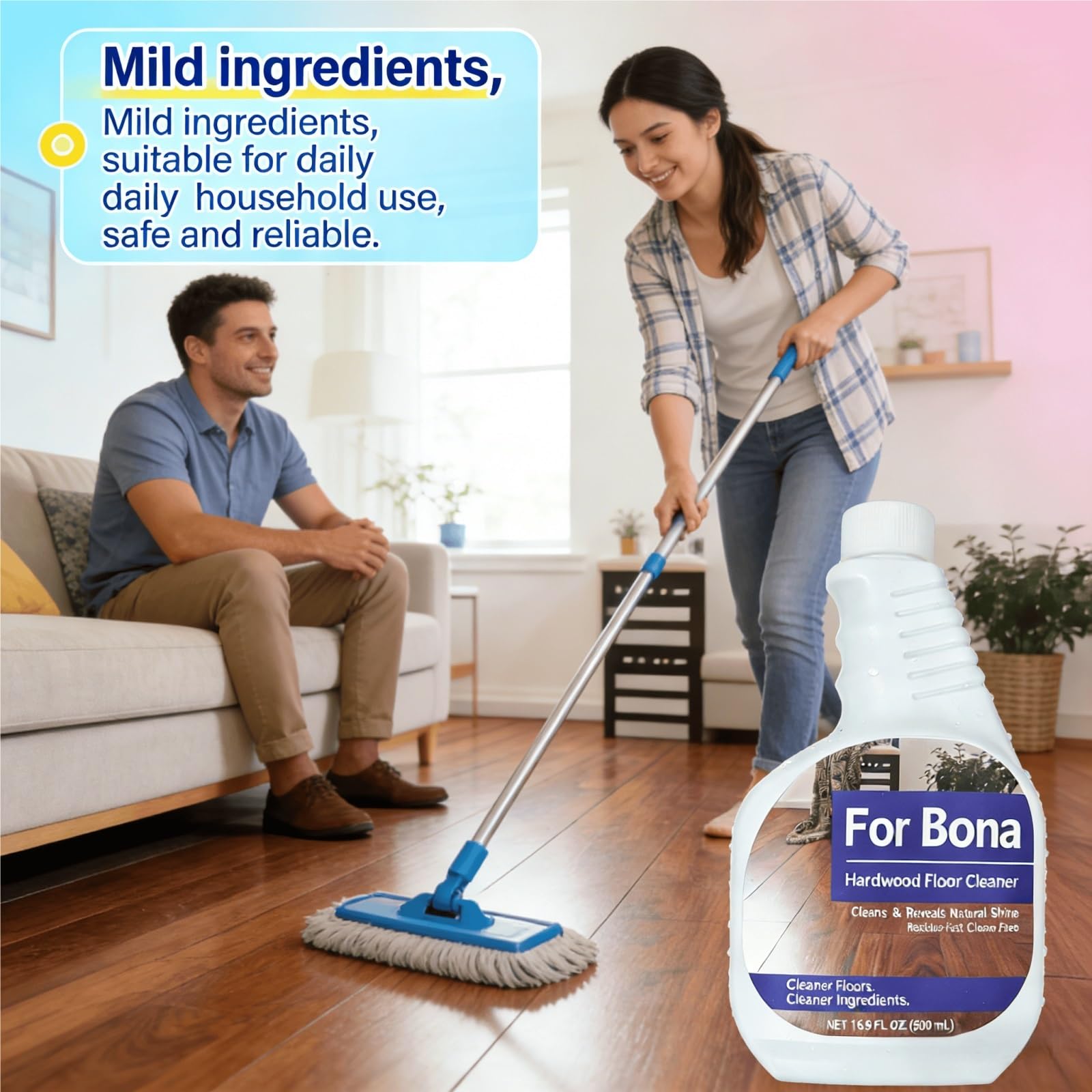 Compatible con Bona Spray Limpiador for Pisos de Madera Dura, 4 Botella, 500ml Sin Residuo, Adecuado for Solución de Limpieza de Pisos de Madera, Fragancia Fresca