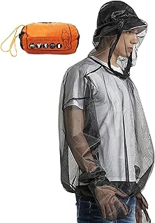 Genérico Fato anti-mosquitos, casaco anti-mosquitos, luvas e casaco com capuz, malha respirável super leve com bolsa de transporte, proteção exterior contra insetos, moscas, mosquitos e coelhos