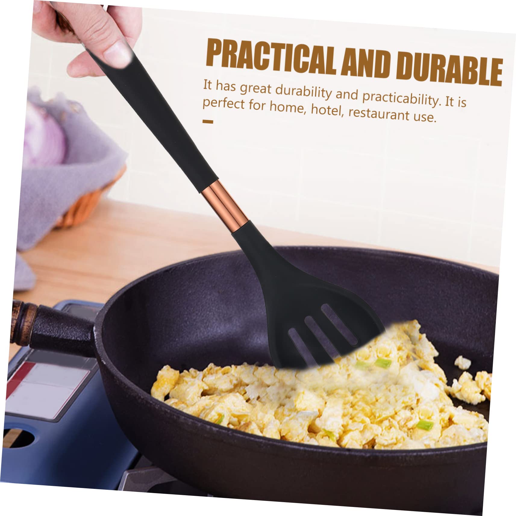 IMIKEYA Ensemble D'ustensiles Cuisine en Silicone 5 Pièces, Cuillères et Spatules Pratiques Antiadhésives Cuisine et Restaurant, Matériau Silicone Solide