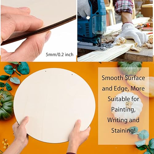 Miniatura 4 de 6 círculos de madera de 20 pulgadas para manualidades, discos de madera redondos sin terminar, rebanadas redondas de madera en blanco, letreros