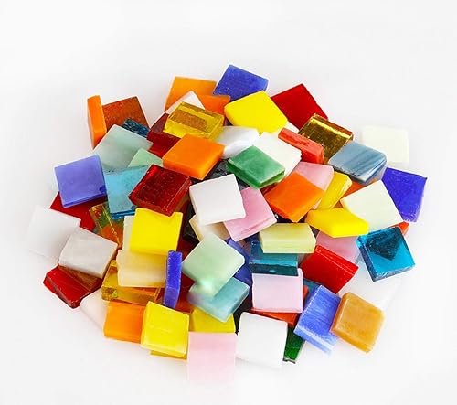 Miniatura 7 de 270 piezas de azulejos de mosaico de colores mezclados brillo cristal mosaico piezas a granel surtido cuadrado 0.4 x 0.4 pulgadas vidrio para