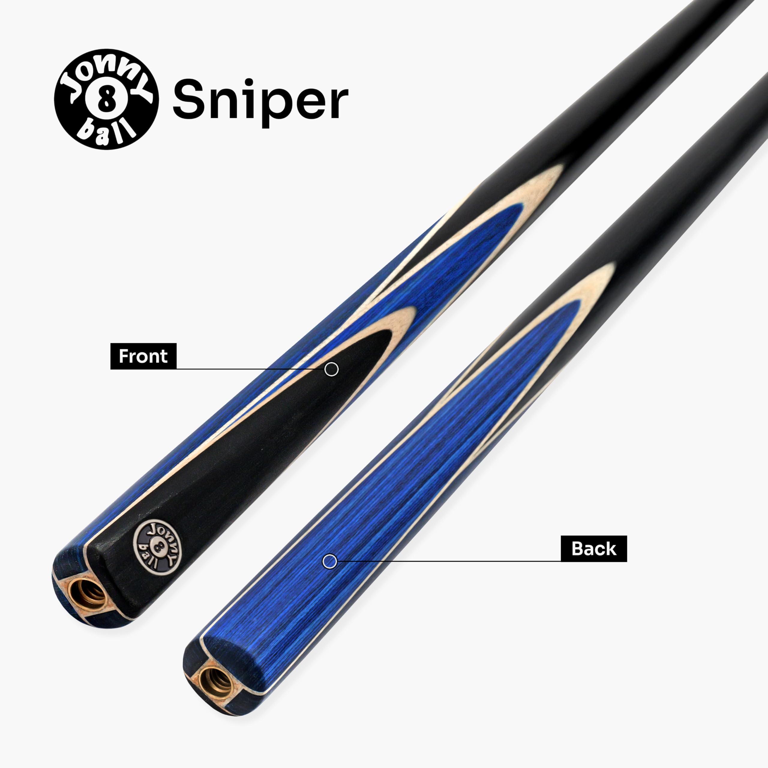 Jonny 8 Ball 57 Inch Two Piece 2Pc SNIPER English Pool Cue with