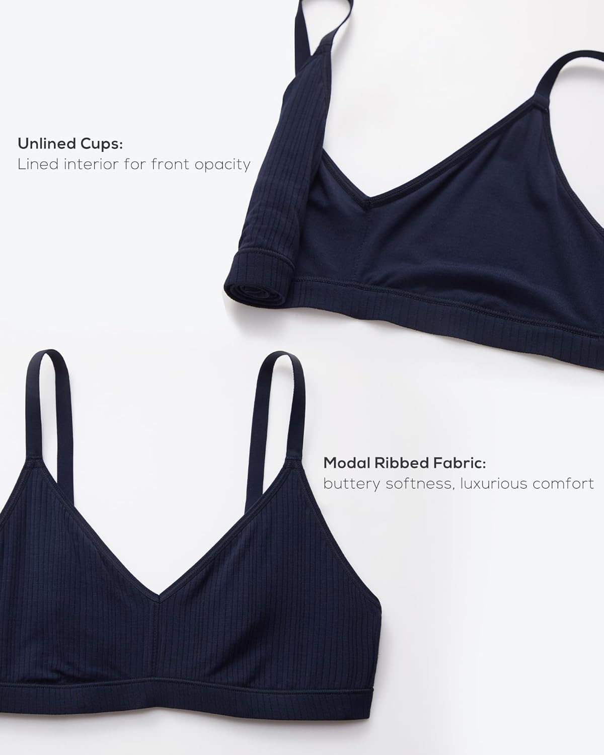 Women's Natrelax No Underwire Comfort Bralette Ribbed Wireless Bra Sleep Unlined V Neck Bras Soft Everyday - Image 6