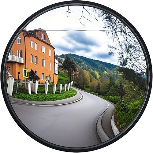 12" Acrylic Convex Mirror – Adjustable Wide Angle View Traffic Mirror for Enhanced Security Coverage in Rooms, Offices, Warehouses, Parking Lots, and Addressing Corner Blind Spot Areas