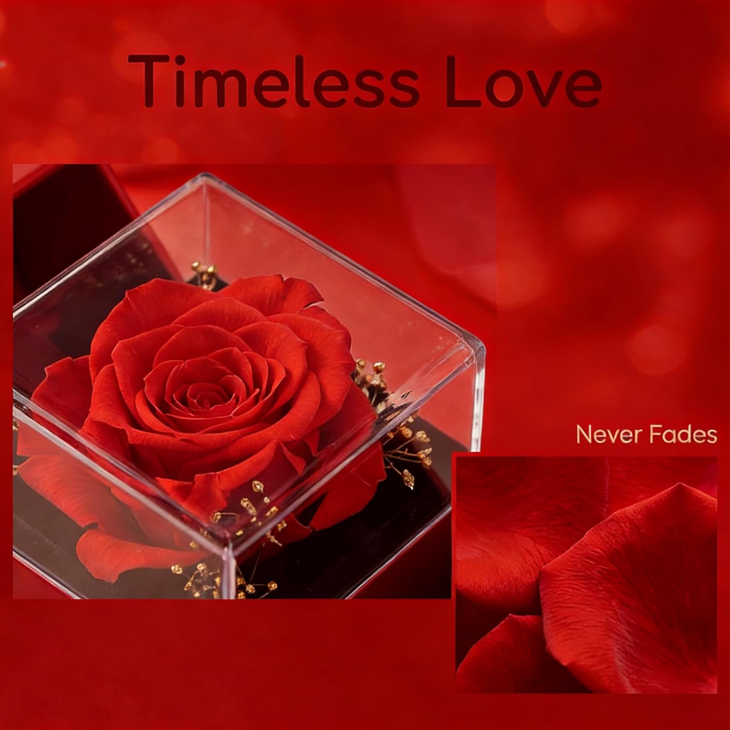 Preserved Real Rose with I Love You Necklace 100 Languages, Gifts for Girlfriend, Women, Mom, Wife, Gifts, Valentine's Day, Mother's Day, Birthday, Anniversary