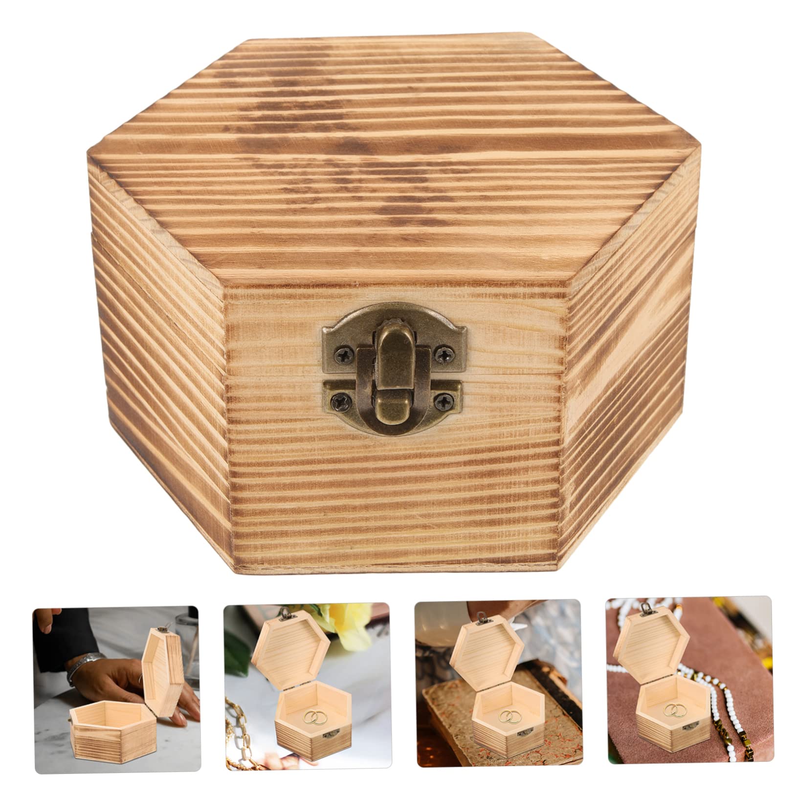 Boîte à Bijoux Ancienne En Bois Octogonale Tripode - Souvenir D'Abbeville Années 1950