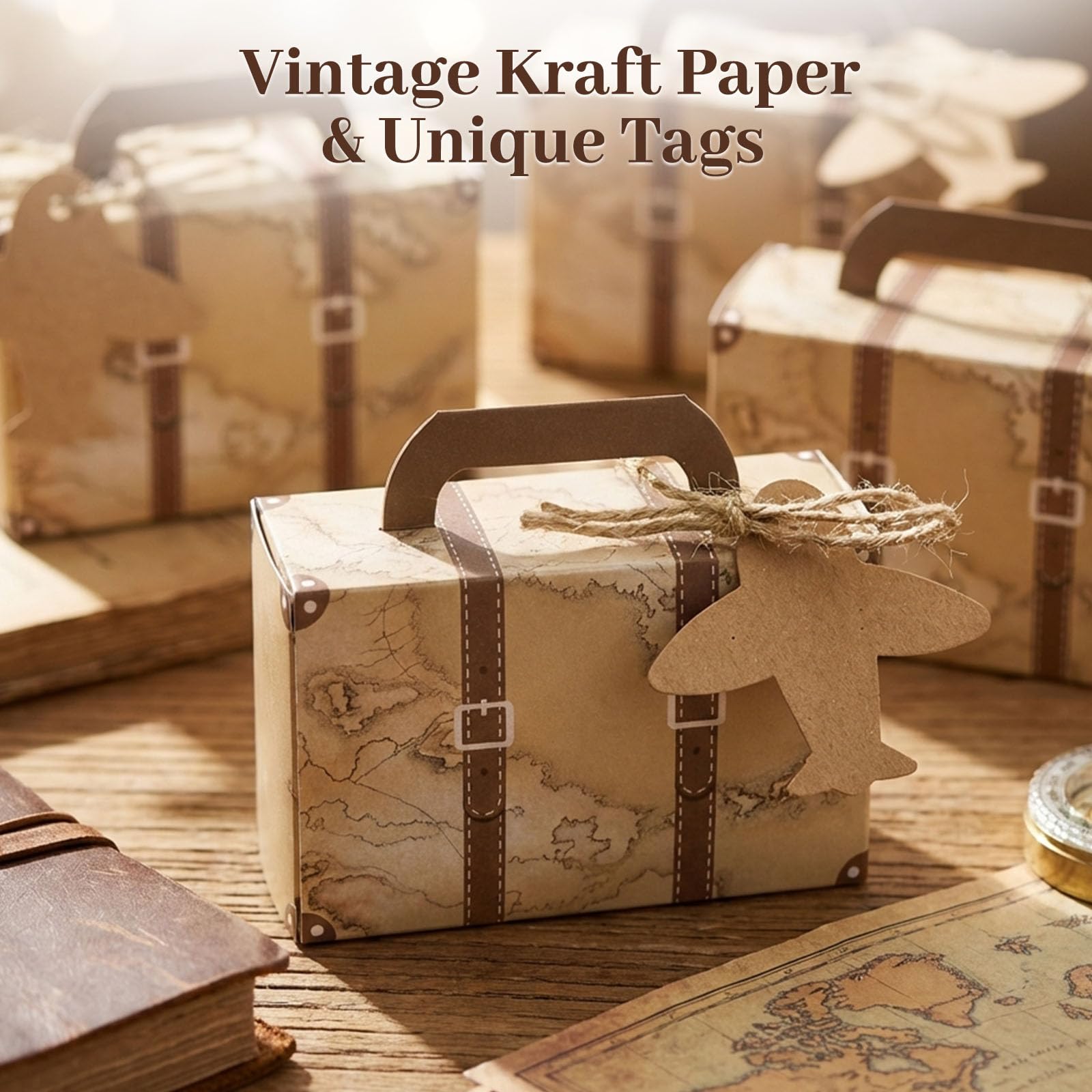 SALE！！★ 紙モノ詰め込みBOX ★ 60サイズ　海外 紙もの ヴィンテージ Amazon.com: VGOODALL 50PCS Mini Suitcase Favor Boxes, Party Favor
