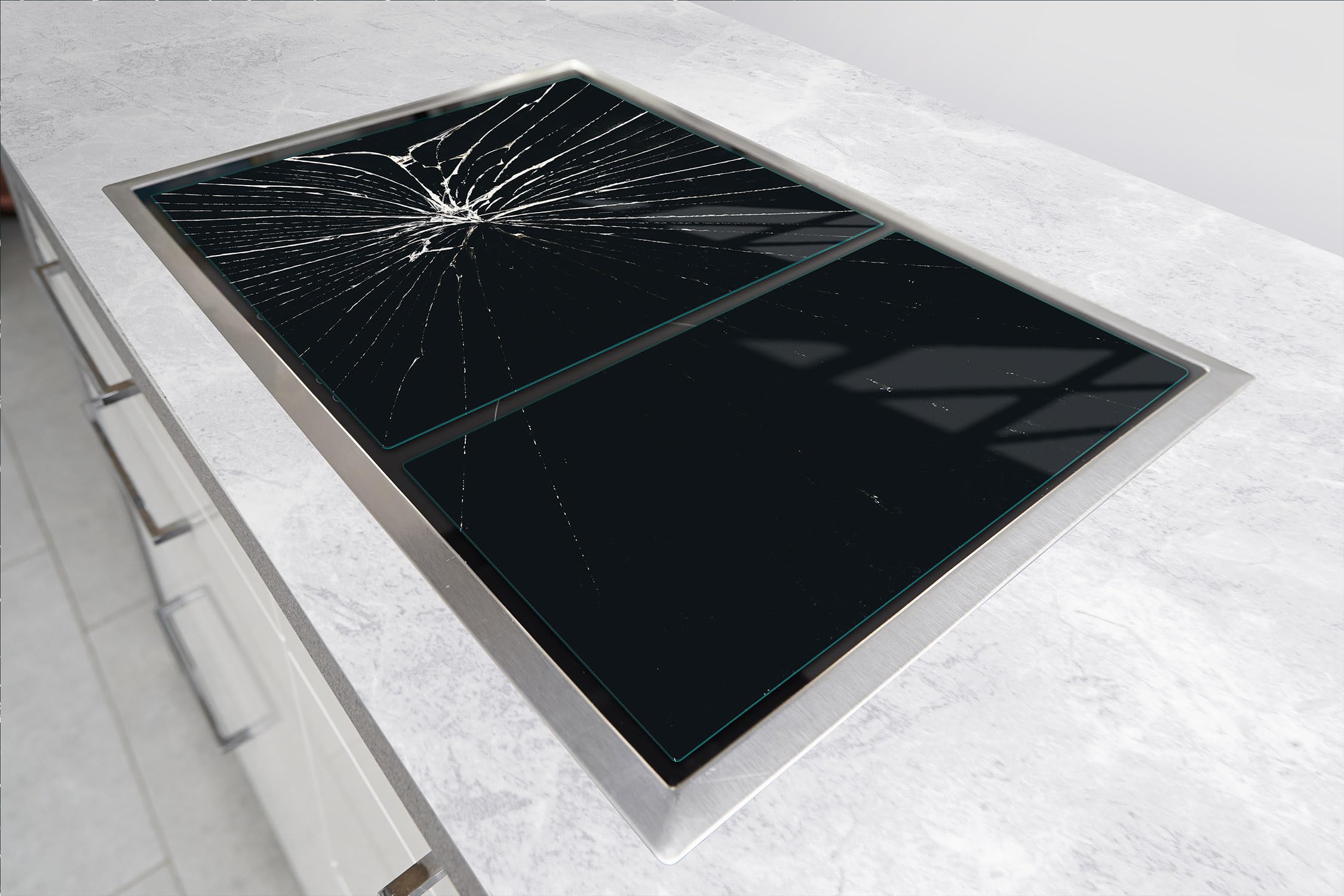 TMK ArtDeko Placa protectora de vitrocerámica 75 x 52 cm 2 pieza cocina eléctrica universal para inducción protección contra salpicaduras tabla de cortar de vidrio templado, Pedazo