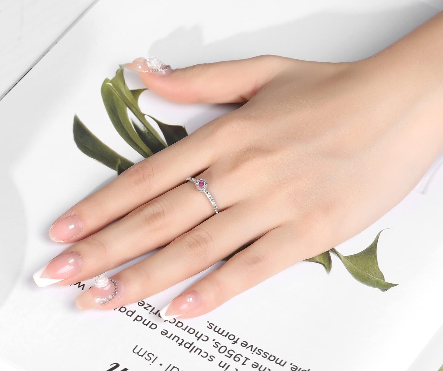 Birthstone Stackable Rings for Women: S925 Sterling Silver Heart Stacking Ring Knuckle Rings Band for Best Friends Christmas Anniversary Birthday Gifts Jewelry - Image 2