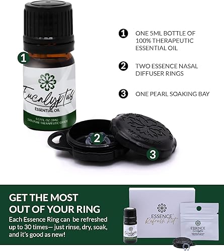 Vista 168 de Essence - Difusor nasal de aromaterapia portátil, anillo de nariz de aceite esencial de limón, inhalador de silicona para apoyo al estrés