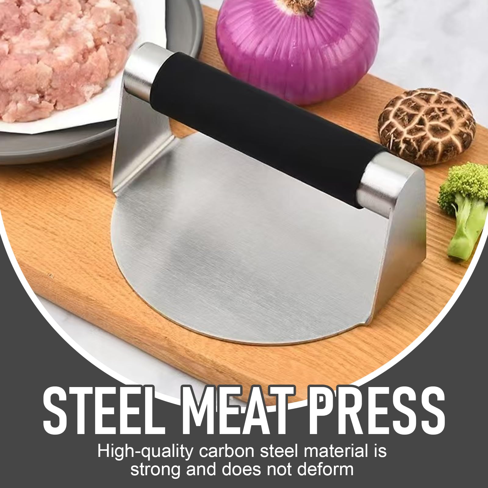 Smash Burger Pressa, 5,5 Pollici Pressa per Hamburger in Acciaio Inox Rotondi Stampo per Burger Antiaderente Smash Burger Pressa con Manico in Silicone per Panini Barbecue Hamburger