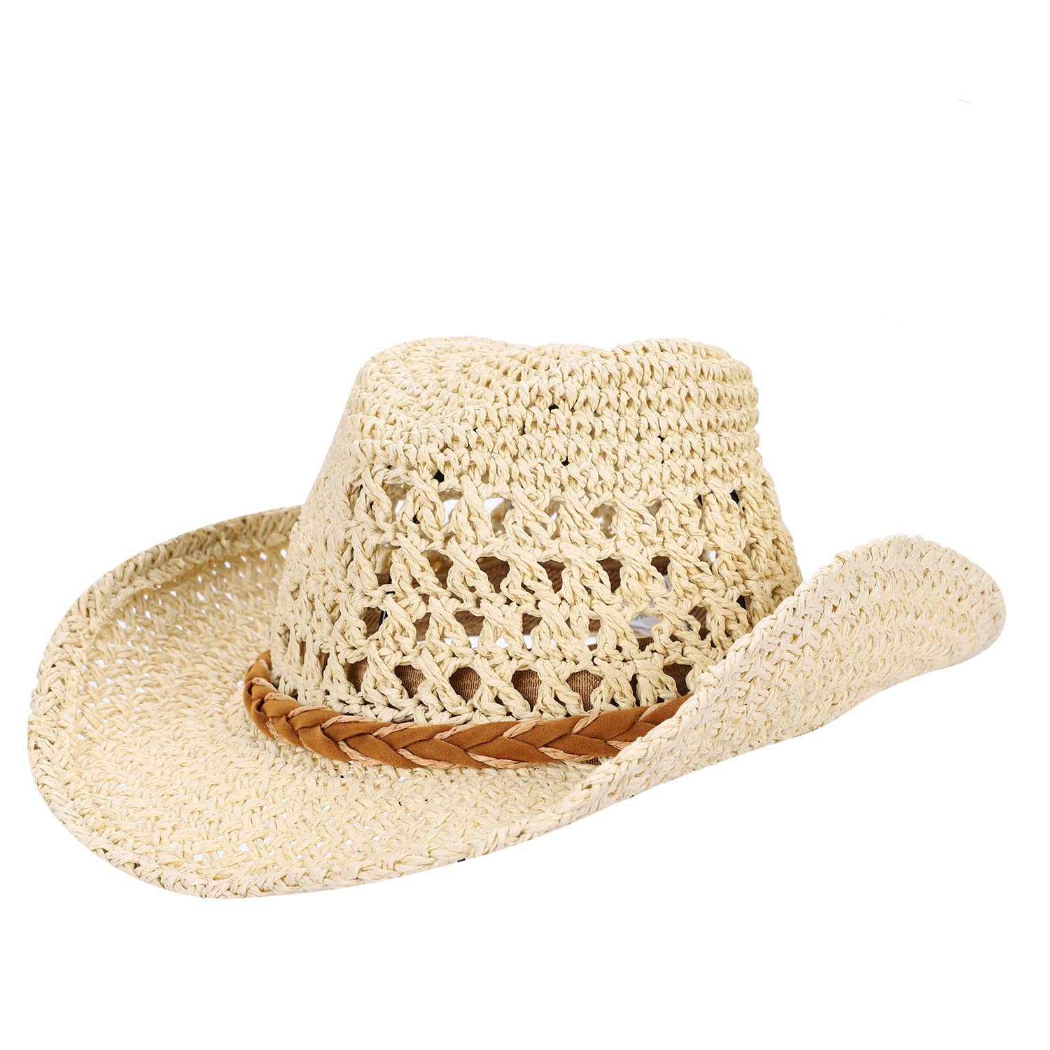 Kids Straw Hats Boys Woven Straw Cowboy Hat Lifeguard Beach Sun Straw Hat Braid Straw Hat with Chin Strap Handmade Straw Hat Vented Summer Wide Brim Hat UV Protection Straw Hat Adjustable for Outdoor