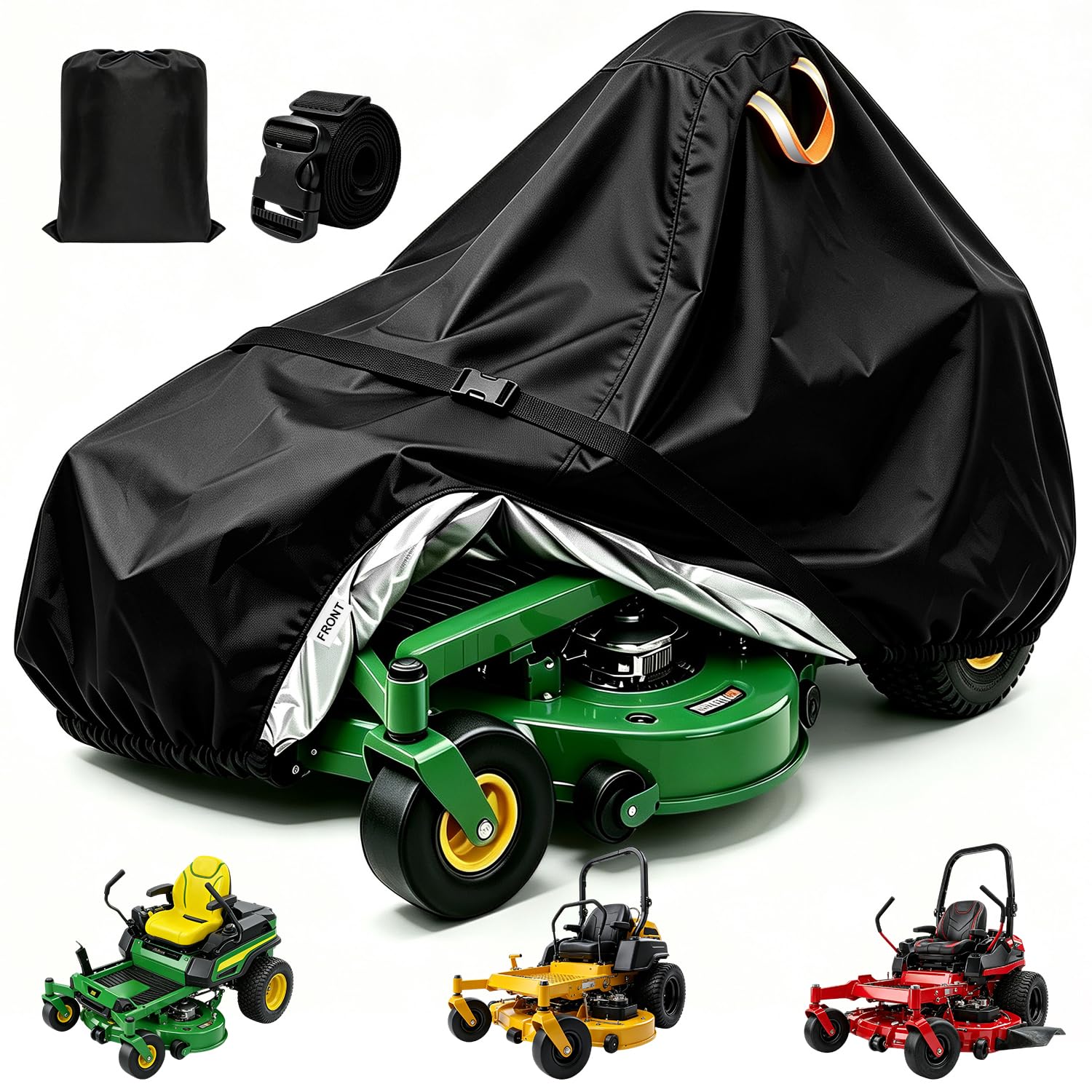 Fundas para cortacésped de giro cero, cubierta impermeable para cortacésped al aire libre, se adapta a cubiertas de hasta 60 pulgadas, accesorios de cubierta de almacenamiento para