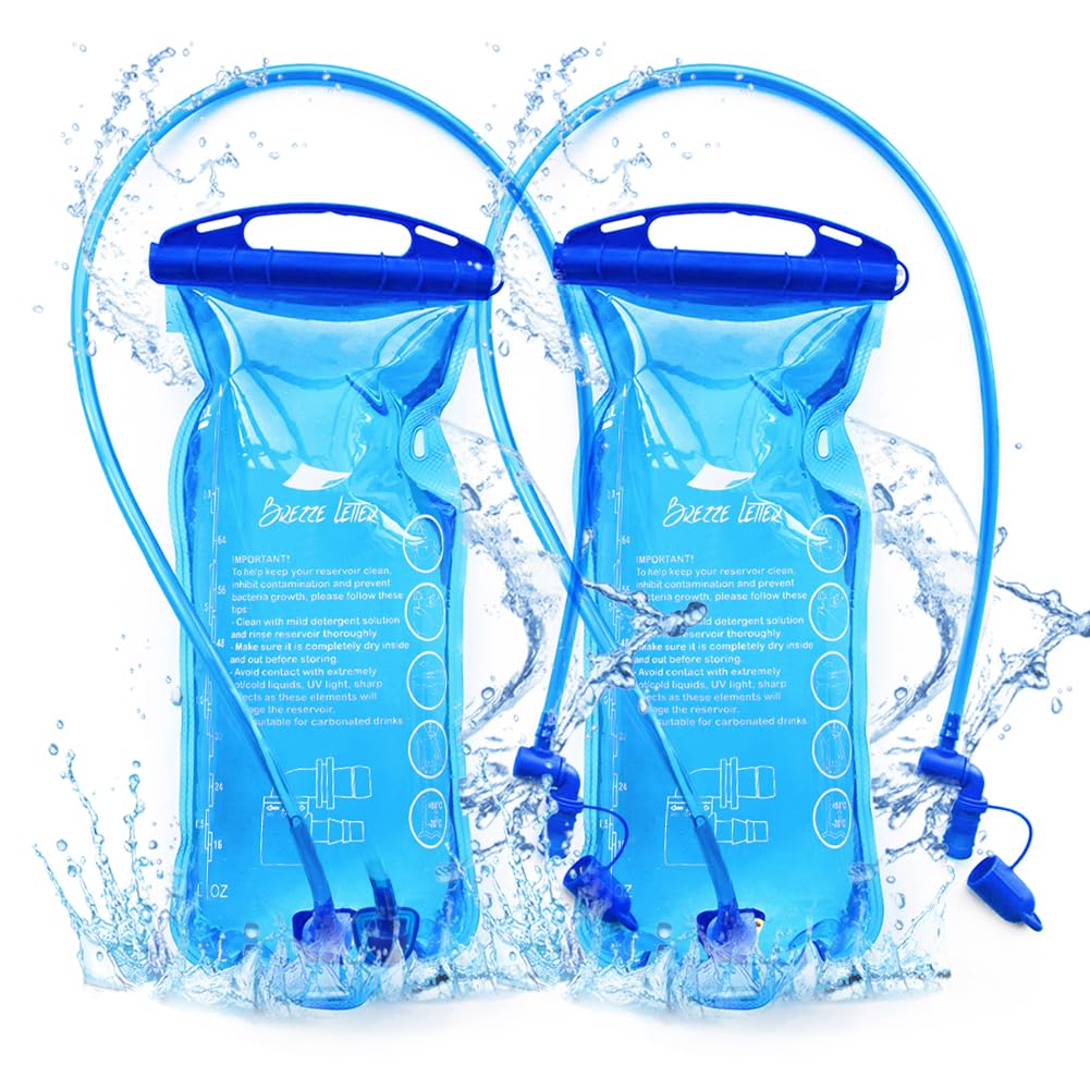 Breeze LetterHydration Bladder, 2 L (70oz) Water Bladder BPA Free with 360°Rotatable Soft Mouth Large Opening Water Reservoir Leakproof Military Water Storage Bladder Bag Perfect for Cycling Hiking Biking Running