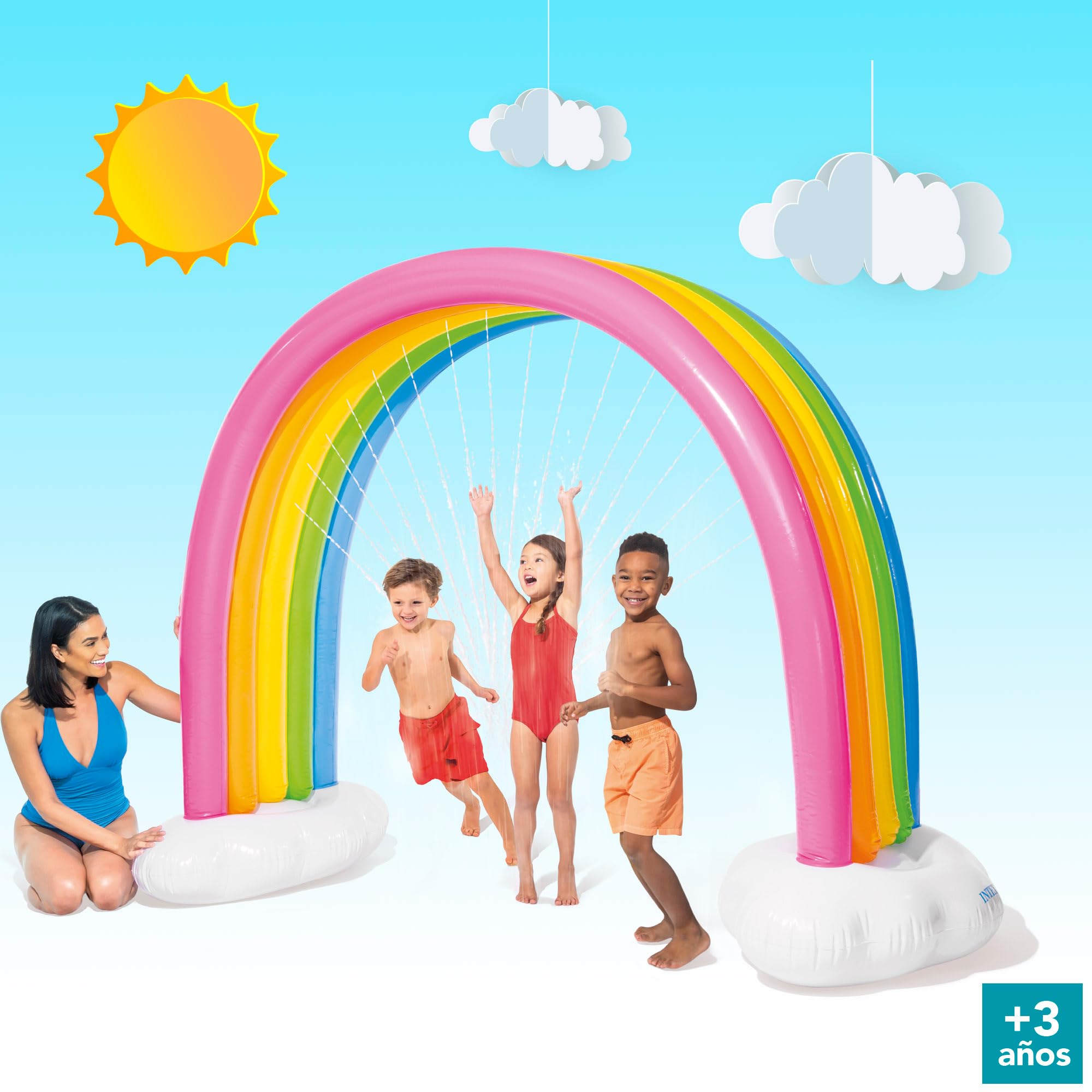 Intex Rainbow Cloud Zraszacz, Wielokolorowy, 3 x 1.09 x 1.8 m