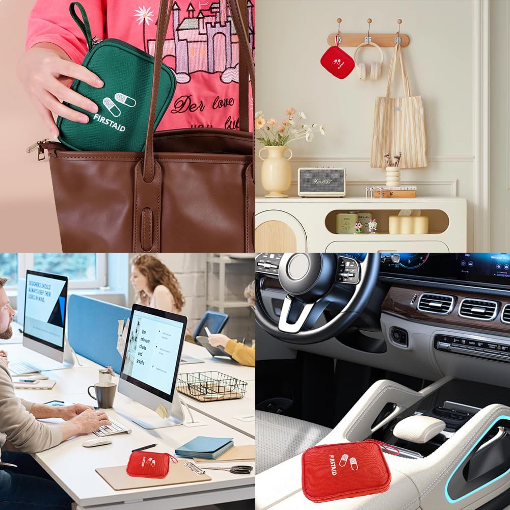 EQLEF Mini Trousse de Secours Vide, Sac de Rangement médical Portable Trousse de Premiers Soins imperméable à l'eau, Peut être utilisé dans Le Bureau de Voiture, l'école ou à l'extérieur (Vert)
