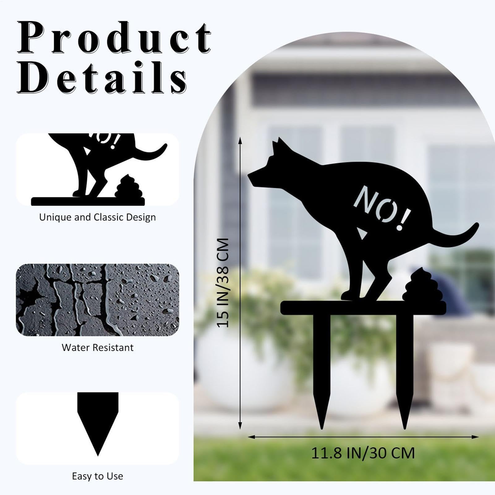 Señales de prohibición de perros para jardín, metal inoxidable, enchufe de jardín, pincho, mordaza, advertencia, impermeable, para jardín, hierba, terraza, camino, patio, vecindad