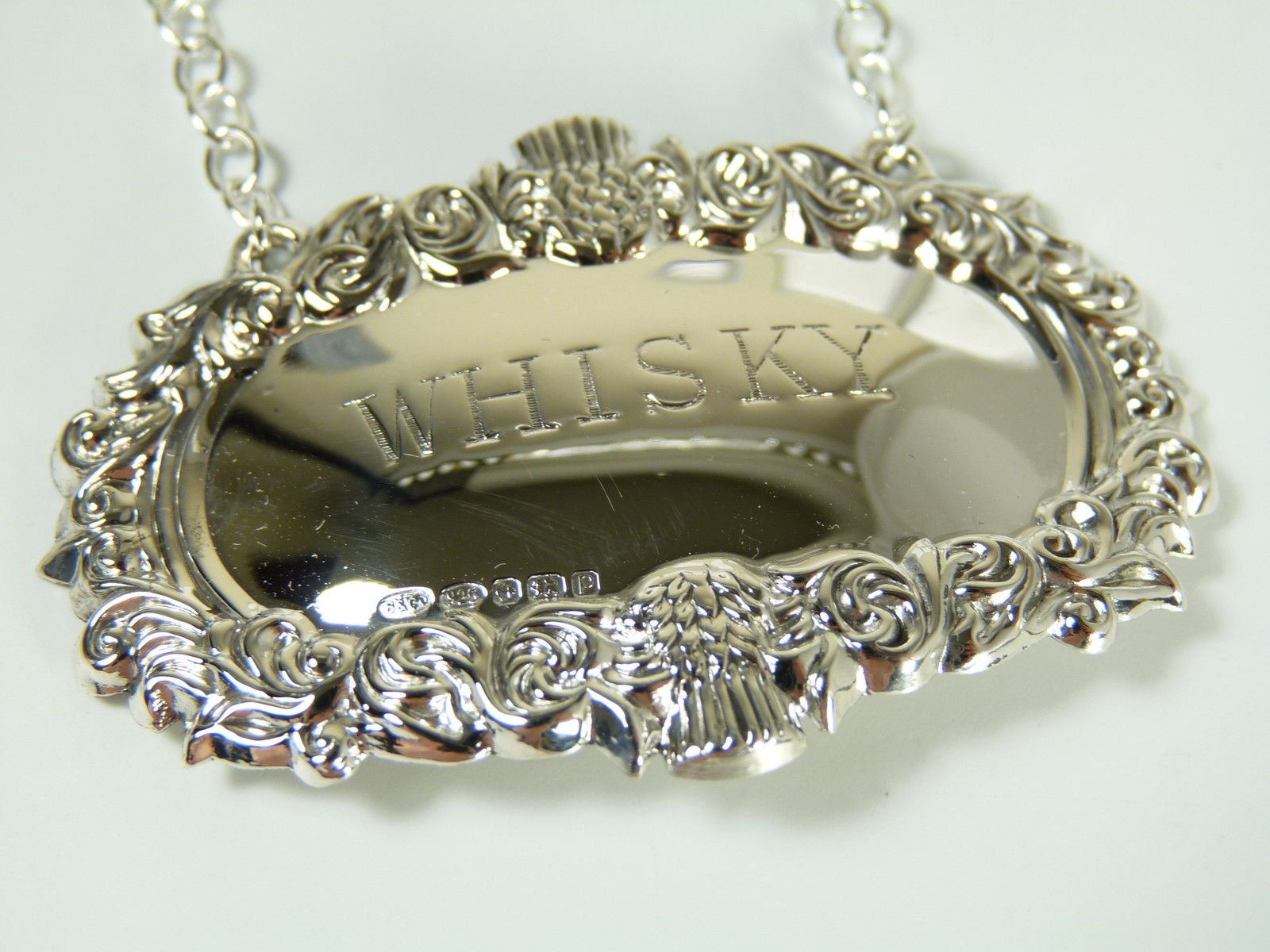 New Sterling Silver Thistle Decanter/Wine Label - Whisky - Boxed