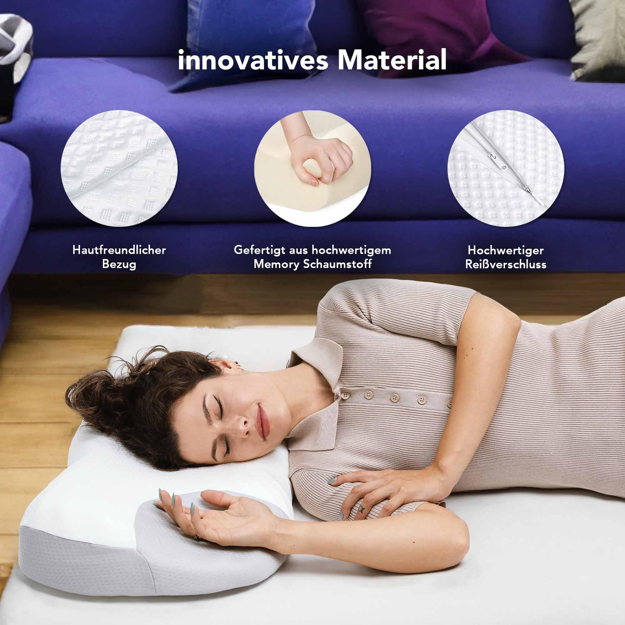Cuscino ortopedico per spalle e cervicale, in memory foam e cuscino cervicale per un supporto ottimale, 60 x 38 x 10 cm, cuscino per i lati, schiena e pancia