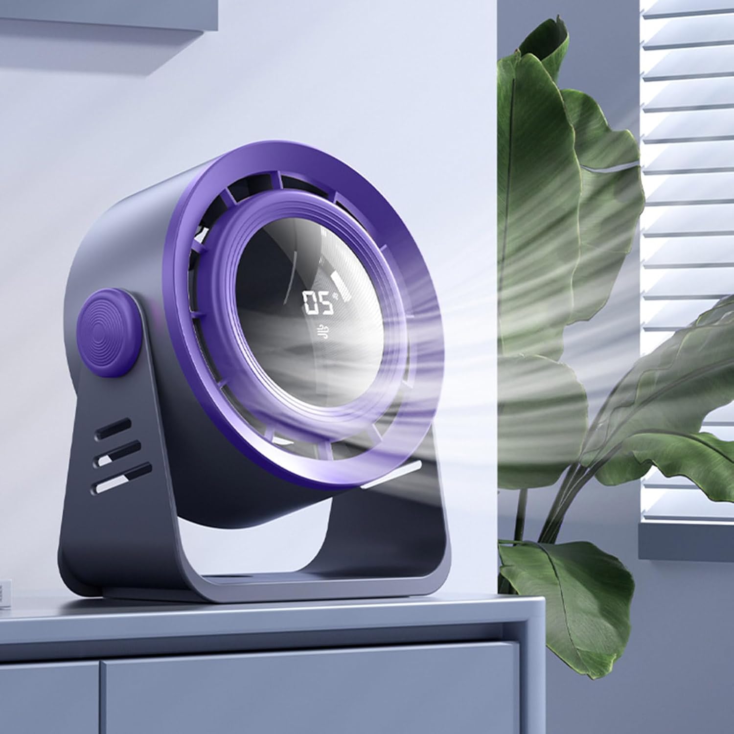 Quiet Powerful Fan Digital Display Fan Rechargeable Battery Fan PP Texture Suitable For Bedroom Office And School Use Desk Fan For Home And Office