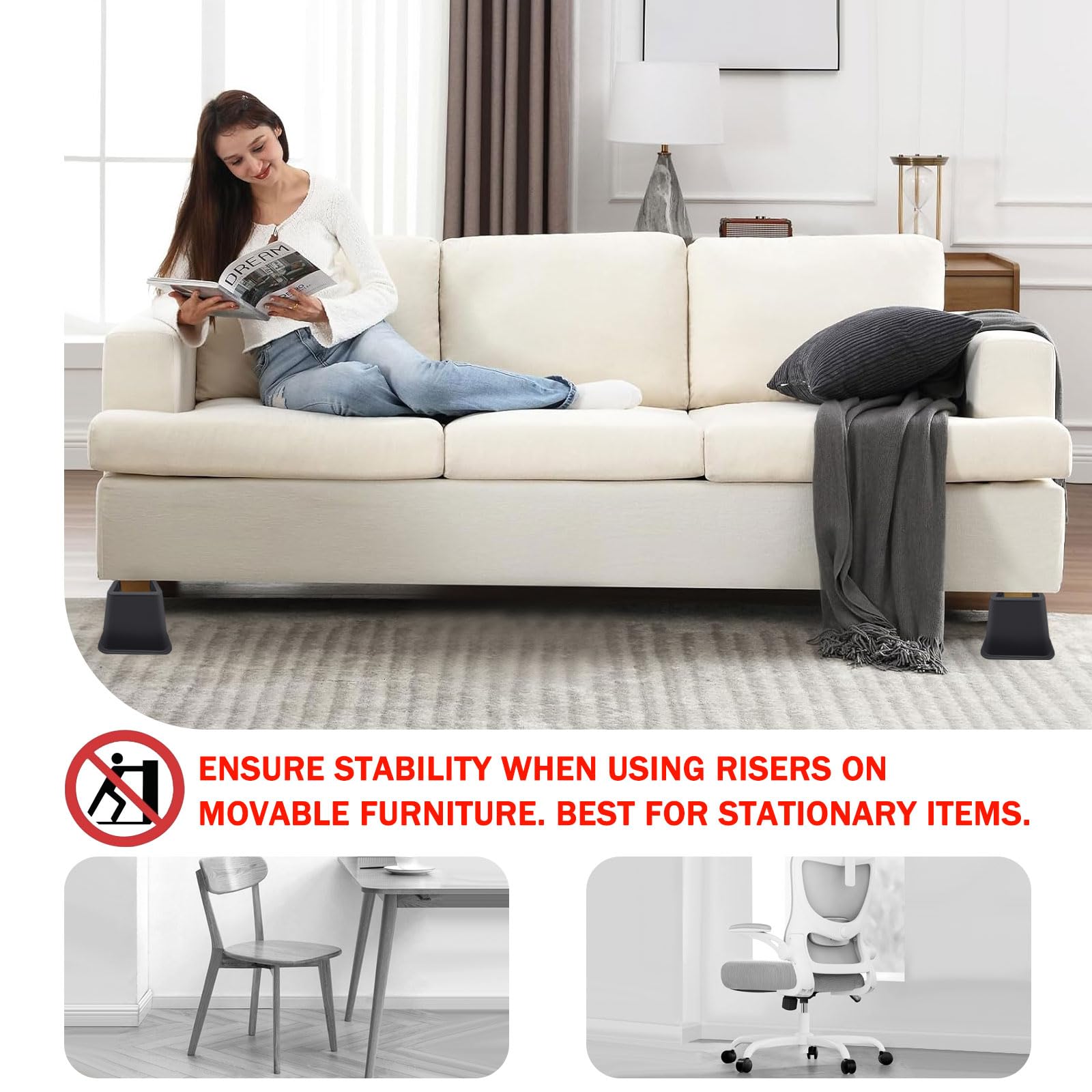 Snapklik.com : ANNKUT Bed Risers 6 Inch Heavy Duty,Elevation In Heights ...