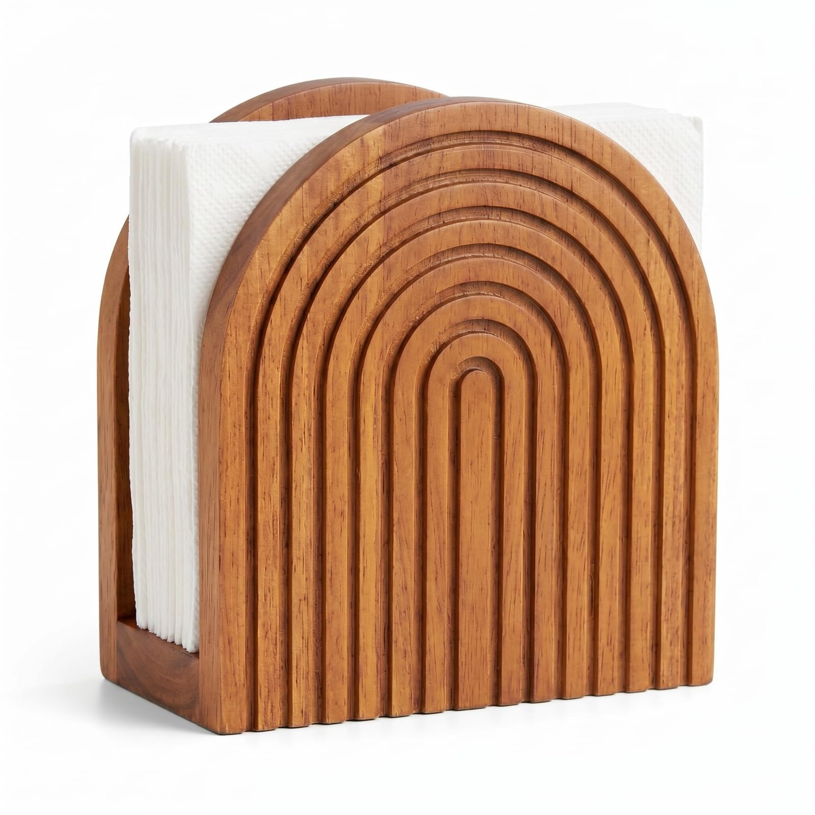 Farmhouse Wooden Napkin Holder, Boho Style, Burlywood
