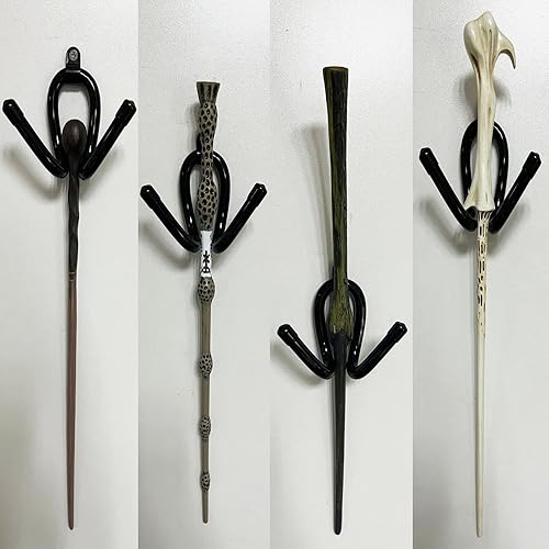Miniatura 4 de Pmsanzay Paquete de 6 mini soportes universales ajustables para colocar en la pared, soporte de madera para varita mágica, fuerte y flexible, por lo