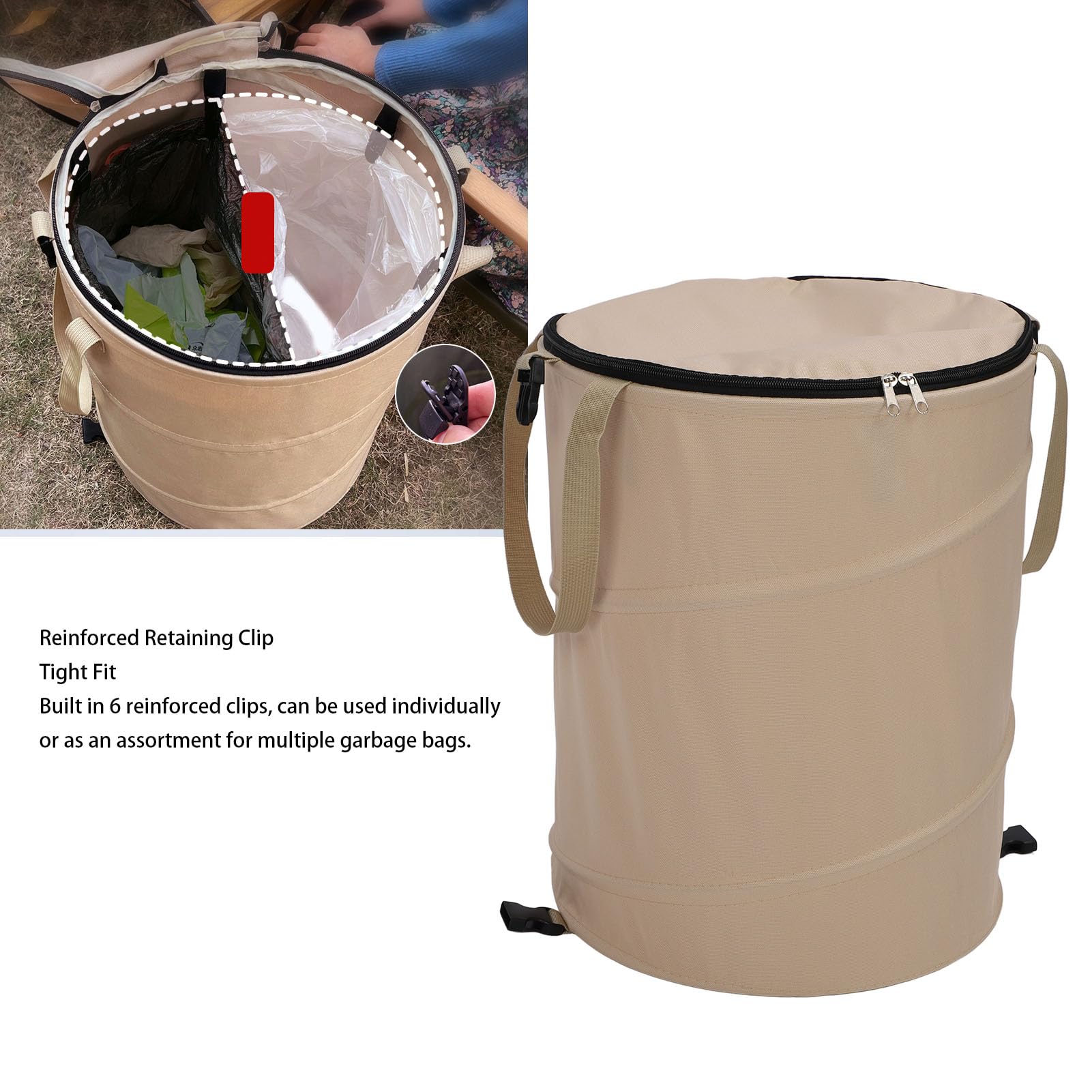?Camping Trash Can,Collapsible Garden Bag Large Capacity Portable Garden Garbage Bags with Lid for Camping and Gardening (Brown)
