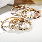 7 PCS Bracelets en cristal extensible pour les femmes, Mariage de mariée Stackable Layer Strass Bracelets Set Soirée Bijoux