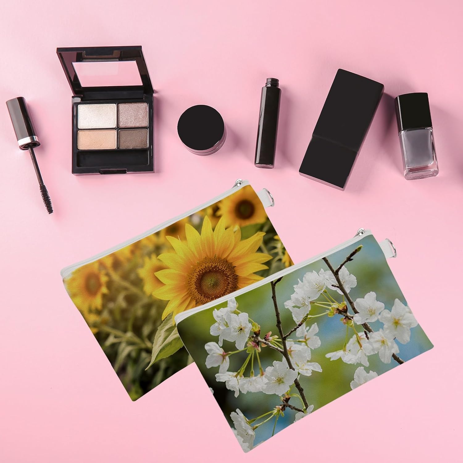 OKBA 15 PCS Sublimation Blank Canvas Makeup Bags Bulk, Multi-purpose Cosmetic Bag, DIY Heat Transfer Cosmetic White Bags, 7.28 * 4.72 inches (18.5 * 12cm) - Image 3