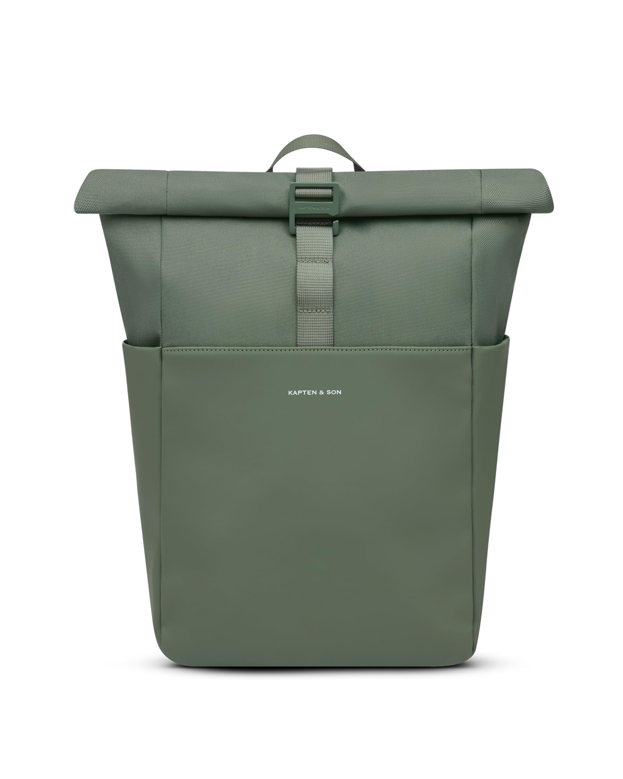 Kapten & Son Rucksack Basic Dusty Green 16-18 L | Rolltop Rucksack Damen & Herren Grün | Handgepäck Rucksack mit 14'' Laptopfach | Vegan & Wasserabweisend