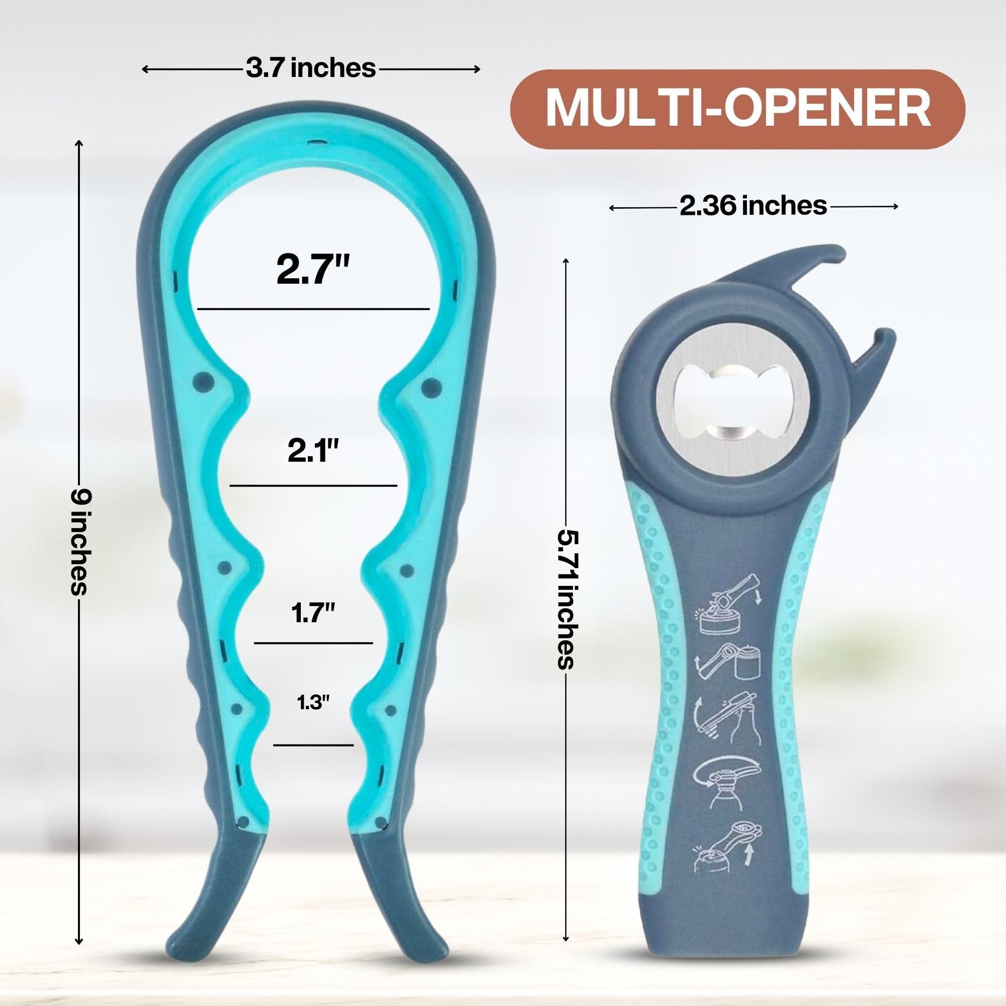 Apribarattoli Multifunzione 2 Pezzi | In Gomma, Per Barattoli E Bottiglie, Facile Da Usare
