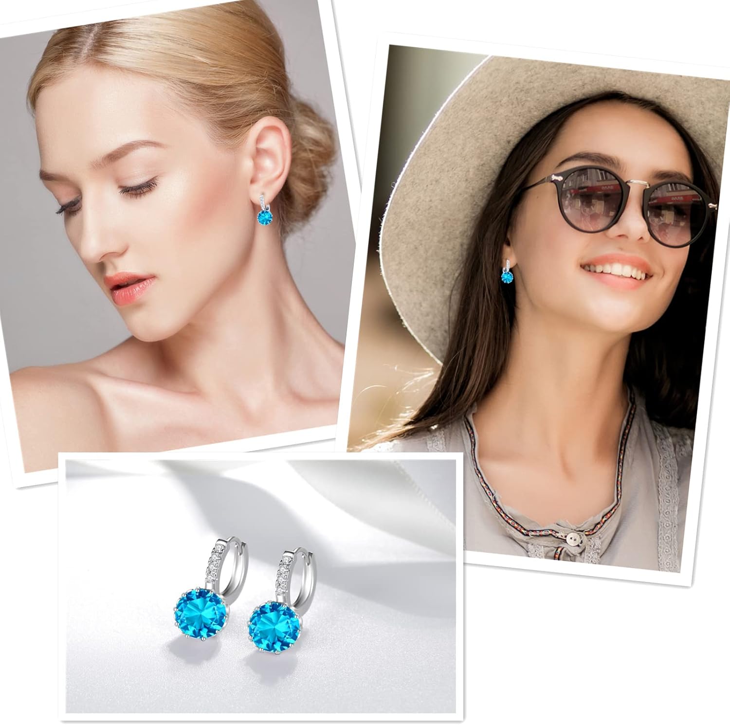 VONSSY Drop Dangle Hoop Earrings, Brilliant 5A Cubic Zirconia, Leverback Hoop Earrings - Image 5