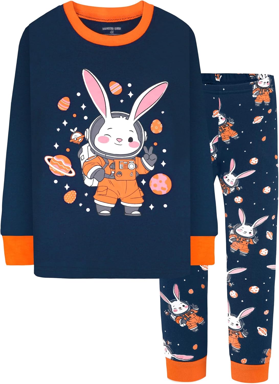 DAUGHTER QUEEN Boys Pajamas 4 Pieces Long Set 100% Cotton Sleepwear Size 18 Months-12 Years