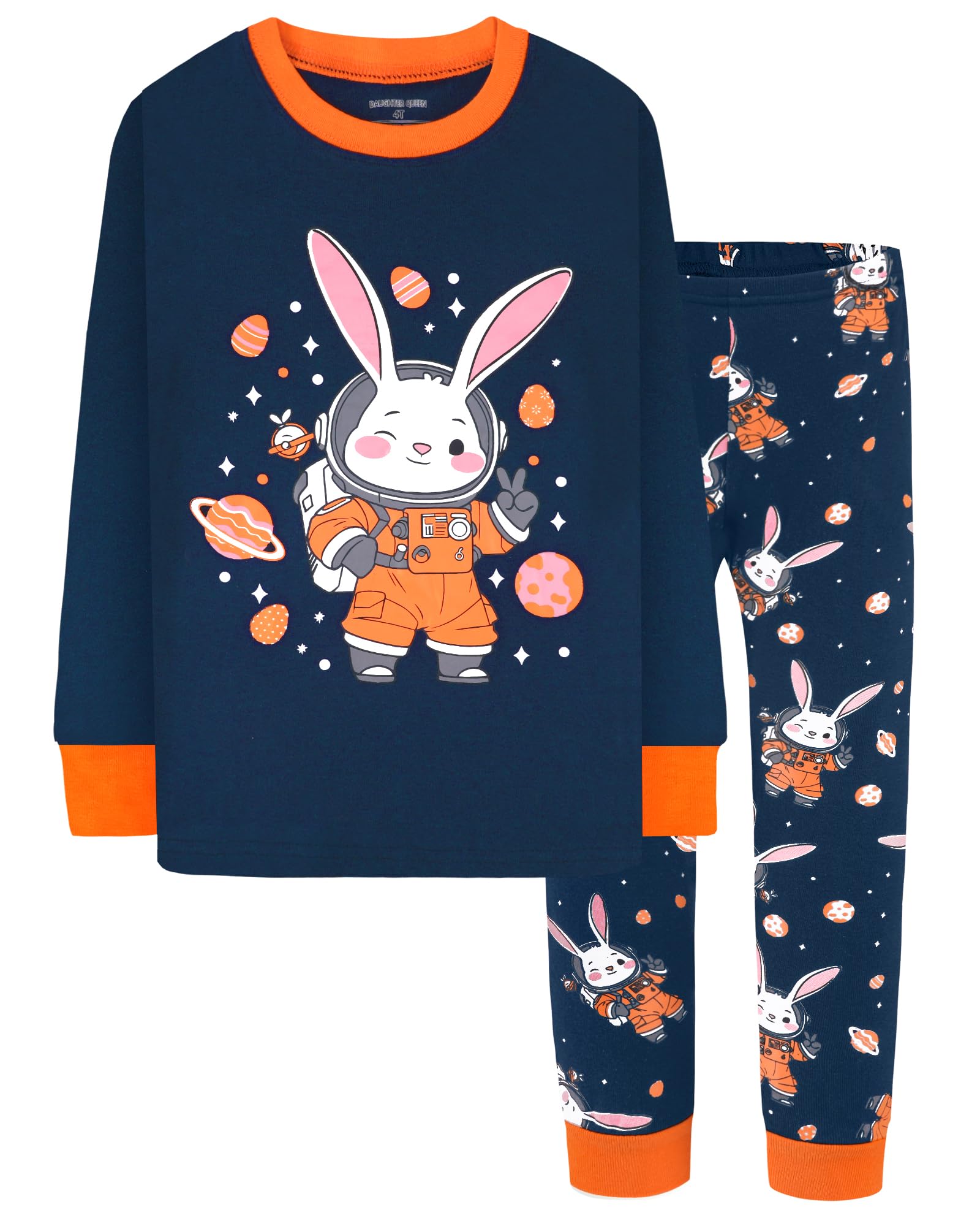 DAUGHTER QUEEN Boys Pajamas 4 Pieces Long Set 100% Cotton Sleepwear Size 18 Months-12 Years
