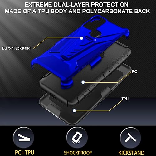 Miniatura 7 de Ailiber Funda para Motorola Moto G Play 2023 funda para teléfono con protector de pantalla clip giratorio para cinturón con soporte resistente