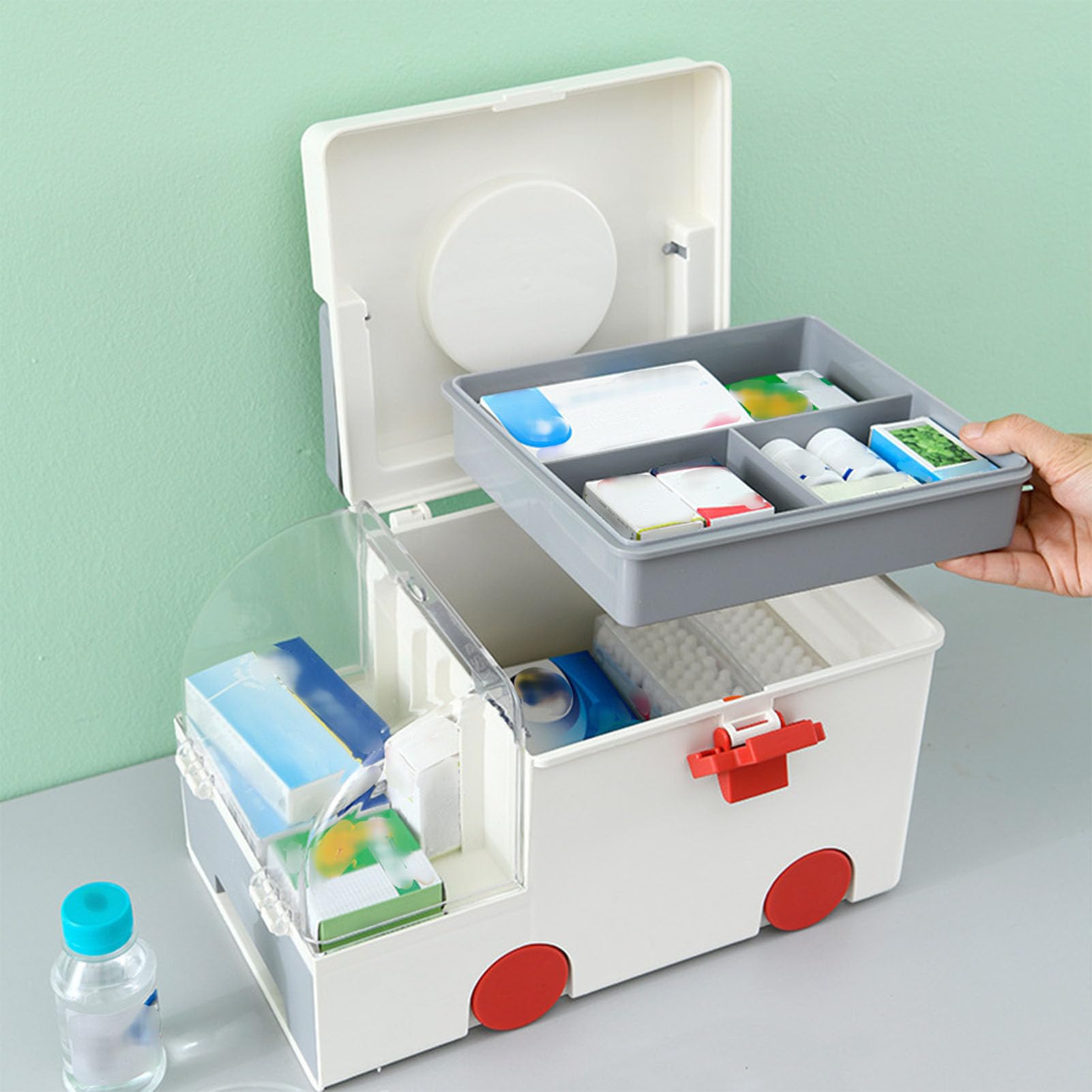 Scatola Medica Grande Capacità Portatile per Casa Kit Pronto Soccorso Ambulanza Stile Contenitore Organizzatore Farmaci Scatola Medica